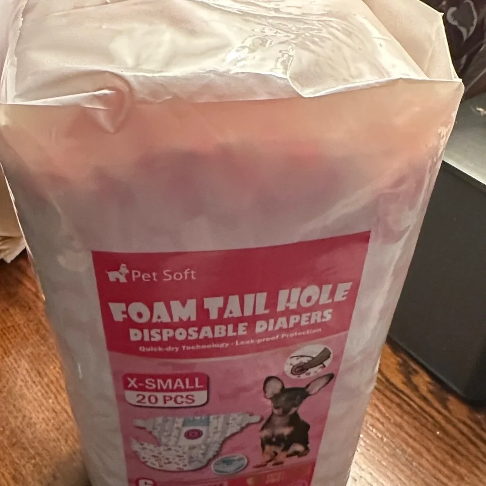 Pink Foam Tail Hole Dog Diapers - X-Small, 20 Pack